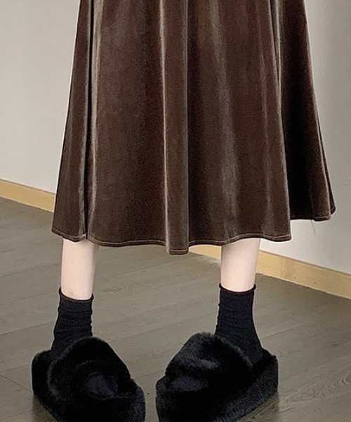 cammie(キャミー)の「ベロアフレアスカート(スカート・レディース・ブラウン/ブラック・M/L)」の18枚目の写真