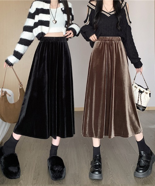 cammie(キャミー)の「ベロアフレアスカート(スカート・レディース・ブラウン/ブラック・M/L)」の19枚目の写真