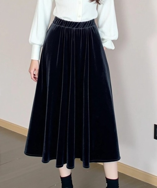cammie(キャミー)の「ベロアフレアスカート(スカート・レディース・ブラウン/ブラック・M/L)」の9枚目の写真