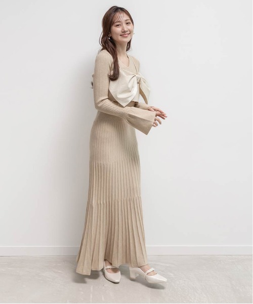 RANDA(ランダ)の「マルチウェイリボンビスチェセットニットワンピース(ワンピース・レディース・ネイビー/ベージュ/ブラック・0/1)」の14枚目の写真