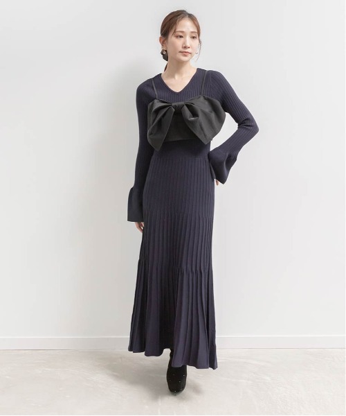 RANDA(ランダ)の「マルチウェイリボンビスチェセットニットワンピース(ワンピース・レディース・ネイビー/ベージュ/ブラック・0/1)」の18枚目の写真