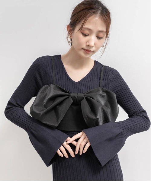 RANDA(ランダ)の「マルチウェイリボンビスチェセットニットワンピース(ワンピース・レディース・ネイビー/ベージュ/ブラック・0/1)」の22枚目の写真