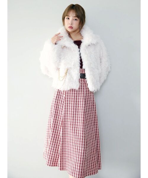 【ネット完売品】dazzlin パールチェーンエコファーブルゾン オフホワイト パールチェーンエコファーブルゾン（ブルゾン）｜dazzlin（ダズリン