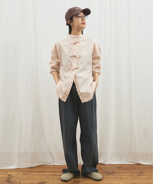 fig Ｌondon（フィグロンドン）の「_ribbon long shirt（シャツ/ブラウス・レディース・ピンク/ストライプ・FREE）」の17枚目の写真