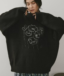 エンブロイダリー」に該当するニット/セーター（ブラック/黒色系