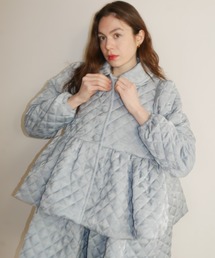 quilting rose satin peplum coat