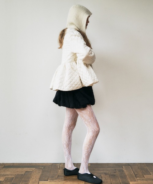 HONEY MI HONEY（ハニーミーハニー）の「quilting rose satin peplum coat（ステンカラーコート・レディース・ピンク/ブラック/アイボリー/サックスブルー・FREE）」の9枚目の写真