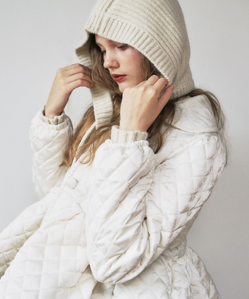 HONEY MI HONEY（ハニーミーハニー）の「quilting rose satin peplum coat（ステンカラーコート・レディース・ピンク/ブラック/アイボリー/サックスブルー・FREE）」の6枚目の写真