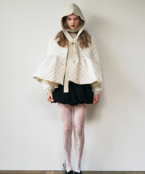 HONEY MI HONEY（ハニーミーハニー）の「quilting rose satin peplum coat（ステンカラーコート・レディース・ピンク/ブラック/アイボリー/サックスブルー・FREE）」の8枚目の写真