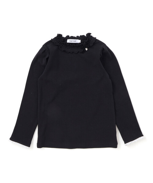SLAP SLIP（スラップスリップ）の「パフスリーブフリルモックネックTシャツ(80~130cm)（Tシャツ/カットソー・キッズ・ホワイト/ブラック/ピンク・90cm/110cm/130cm/100cm/120cm/80ｃｍ）」の8枚目の写真
