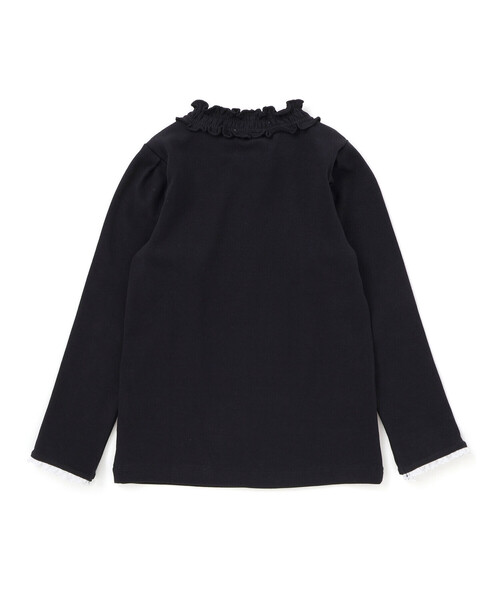 SLAP SLIP（スラップスリップ）の「パフスリーブフリルモックネックTシャツ(80~130cm)（Tシャツ/カットソー・キッズ・ホワイト/ブラック/ピンク・90cm/110cm/130cm/100cm/120cm/80ｃｍ）」の9枚目の写真