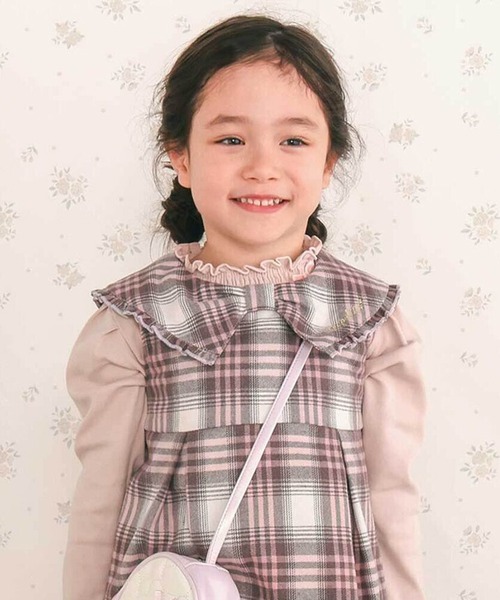 SLAP SLIP（スラップスリップ）の「パフスリーブフリルモックネックTシャツ(80~130cm)（Tシャツ/カットソー・キッズ・ホワイト/ブラック/ピンク・90cm/110cm/130cm/100cm/120cm/80ｃｍ）」の3枚目の写真