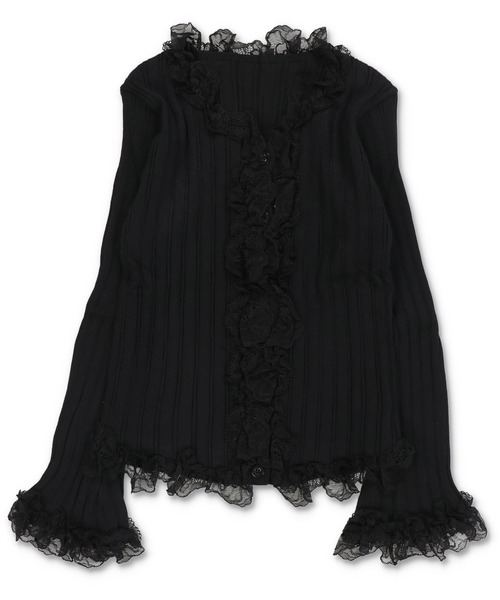 SPINNS（スピンズ）の「大人気デザインが長袖になって再登場！リブレース長袖カットソー/フリル/NEO森ガール（Tシャツ/カットソー・レディース・ピンク/オフホワイト/ブラック/アイボリー・ONESIZE）」の11枚目の写真