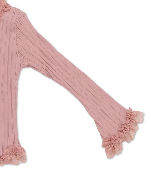 SPINNS（スピンズ）の「大人気デザインが長袖になって再登場！リブレース長袖カットソー/フリル/NEO森ガール（Tシャツ/カットソー・レディース・ピンク/オフホワイト/ブラック/アイボリー・ONESIZE）」の7枚目の写真