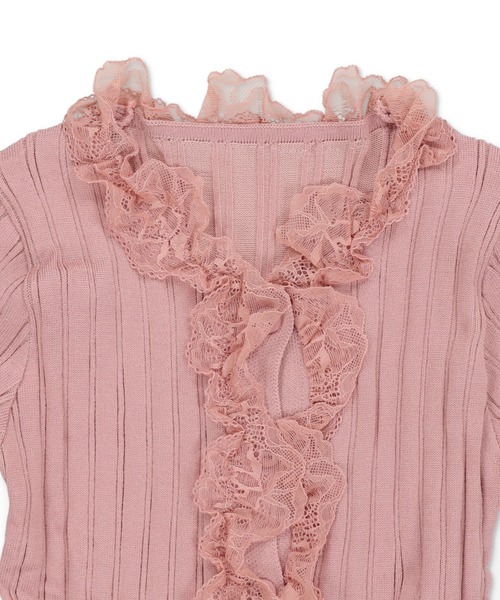 SPINNS（スピンズ）の「大人気デザインが長袖になって再登場！リブレース長袖カットソー/フリル/NEO森ガール（Tシャツ/カットソー・レディース・ピンク/オフホワイト/ブラック/アイボリー・ONESIZE）」の8枚目の写真