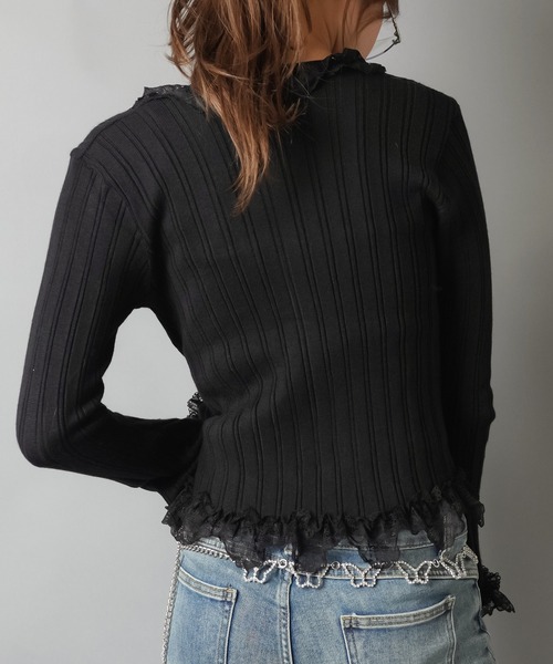 SPINNS（スピンズ）の「大人気デザインが長袖になって再登場！リブレース長袖カットソー/フリル/NEO森ガール（Tシャツ/カットソー・レディース・ピンク/オフホワイト/ブラック/アイボリー・ONESIZE）」の18枚目の写真