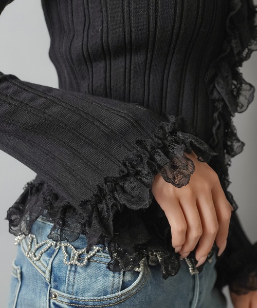 SPINNS（スピンズ）の「大人気デザインが長袖になって再登場！リブレース長袖カットソー/フリル/NEO森ガール（Tシャツ/カットソー・レディース・ピンク/オフホワイト/ブラック/アイボリー・ONESIZE）」の21枚目の写真