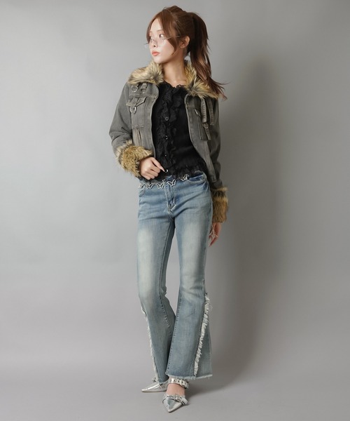 SPINNS（スピンズ）の「大人気デザインが長袖になって再登場！リブレース長袖カットソー/フリル/NEO森ガール（Tシャツ/カットソー・レディース・ピンク/オフホワイト/ブラック/アイボリー・ONESIZE）」の22枚目の写真