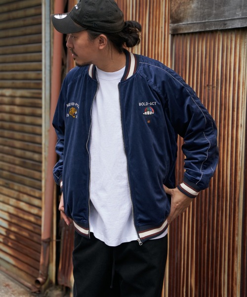 NO NEED（ノーニード）の「ベロアスカジャン（ブルゾン・メンズ・ブラック/ネイビー・M/L）」の15枚目の写真