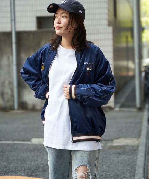 NO NEED（ノーニード）の「ベロアスカジャン（ブルゾン・メンズ・ブラック/ネイビー・M/L）」の4枚目の写真