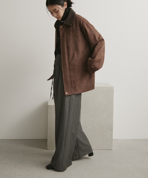 レザーカラーフェイクスウェードオーバージャケット（ステンカラー