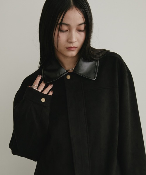 レザーカラーフェイクスウェードオーバージャケット（ステンカラー
