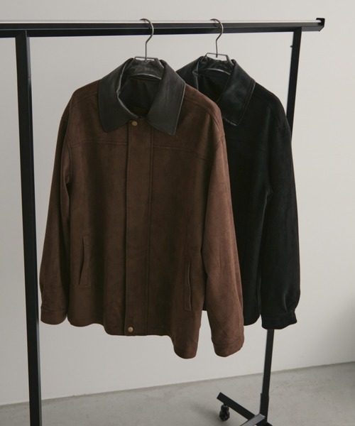 レザーカラーフェイクスウェードオーバージャケット（ステンカラー