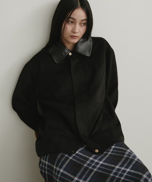 レザーカラーフェイクスウェードオーバージャケット（ステンカラー
