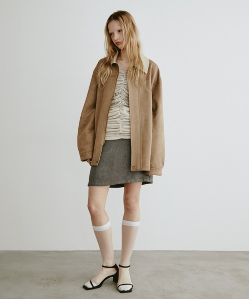 Aunt Marie's（アントマリーズ）の「レザーカラーフェイクスウェードオーバージャケット（ステンカラーコート・レディース・ブラック/ブラウン・FREE）」の20枚目の写真