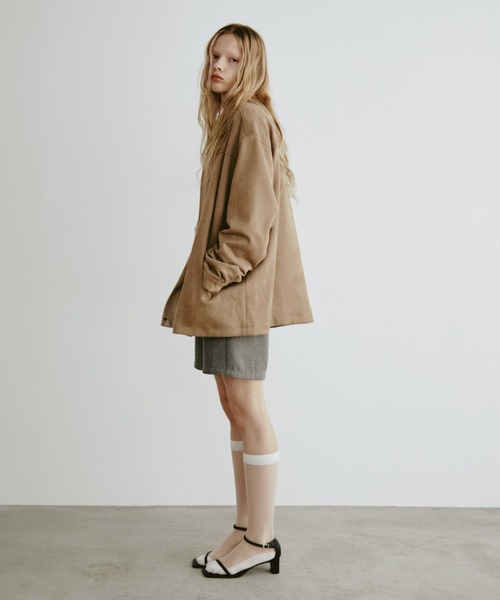 Aunt Marie's（アントマリーズ）の「レザーカラーフェイクスウェードオーバージャケット（ステンカラーコート・レディース・ブラック/ブラウン・FREE）」の19枚目の写真