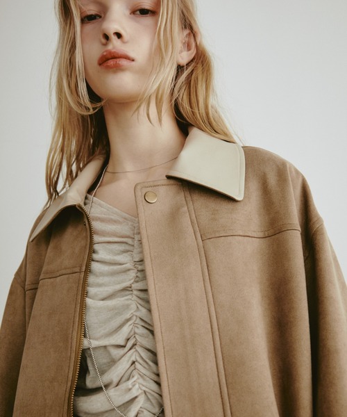 Aunt Marie's（アントマリーズ）の「レザーカラーフェイクスウェードオーバージャケット（ステンカラーコート・レディース・ブラック/ブラウン・FREE）」の17枚目の写真