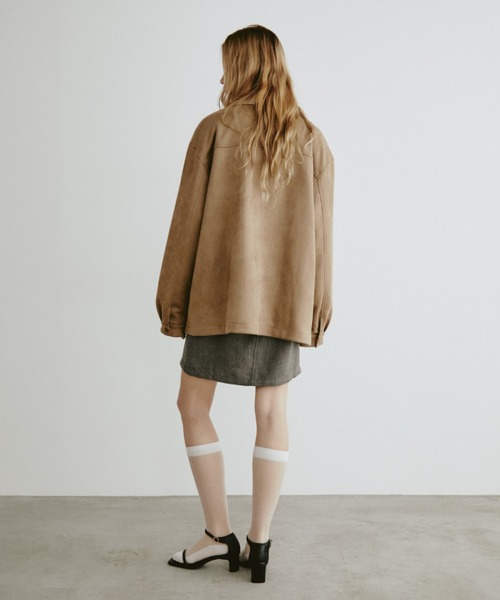 Aunt Marie's（アントマリーズ）の「レザーカラーフェイクスウェードオーバージャケット（ステンカラーコート・レディース・ブラック/ブラウン・FREE）」の18枚目の写真