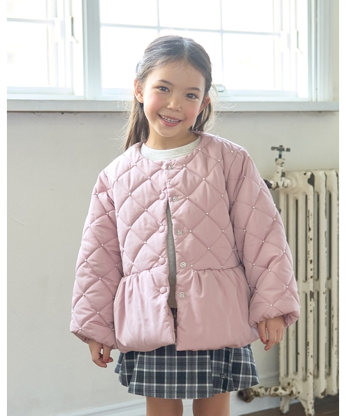 Lycee mine(리세마인)의 「진주 퀼팅 페플럼 블루존(블루존)」｜핑크