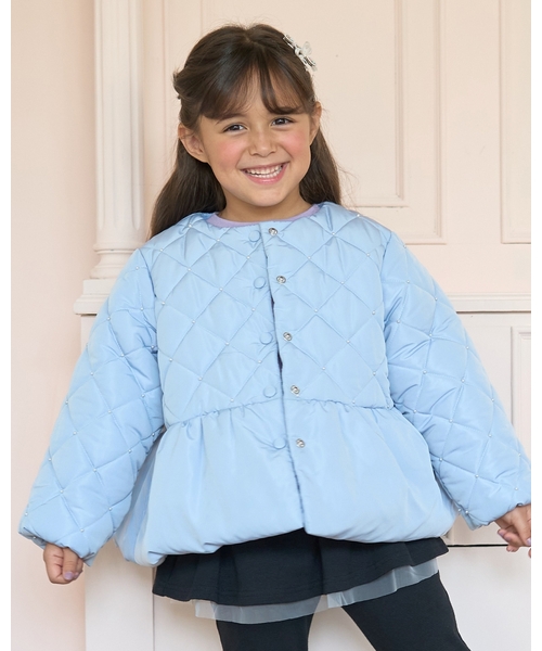 Lycee mine(리세마인)의 「진주 퀼팅 페플럼 블루존(블루존)」｜블루 그레이