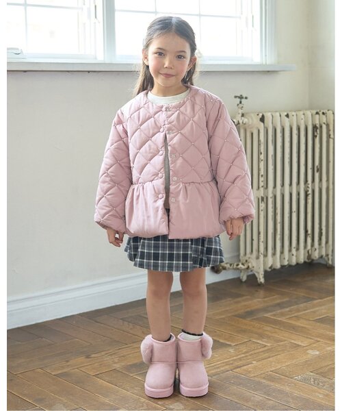 Lycee mine（リセマイン）の「パール付きキルティングペプラムブルゾン【子供服】【キッズ】【女の子】（ブルゾン・キッズ・ピンク/ブラック/ブルーグレー/アイボリー・100cm/110cm/120cm/130cm/140cm/150cm）」の13枚目の写真