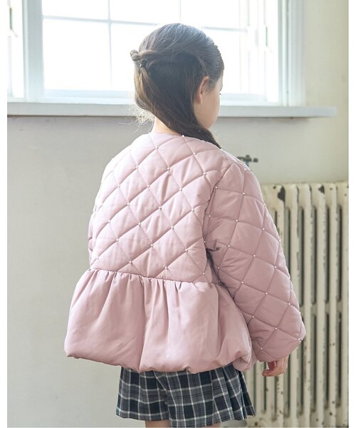 Lycee mine（リセマイン）の「パール付きキルティングペプラムブルゾン【子供服】【キッズ】【女の子】（ブルゾン・キッズ・ピンク/ブラック/ブルーグレー/アイボリー・100cm/110cm/120cm/130cm/140cm/150cm）」の12枚目の写真