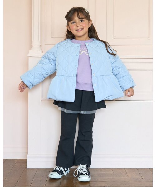 Lycee mine（リセマイン）の「パール付きキルティングペプラムブルゾン【子供服】【キッズ】【女の子】（ブルゾン・キッズ・ピンク/ブラック/ブルーグレー/アイボリー・100cm/110cm/120cm/130cm/140cm/150cm）」の10枚目の写真