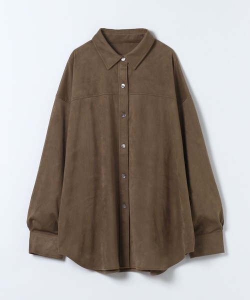 JEANASIS（ジーナシス）の「ソフトスエードシャツジャケット/602703（シャツ/ブラウス・レディース・ダークブラウン/ブラウン/ベージュ・FREE）」の2枚目の写真