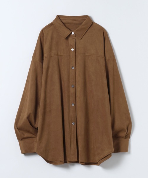JEANASIS（ジーナシス）の「ソフトスエードシャツジャケット/602703（シャツ/ブラウス・レディース・ダークブラウン/ブラウン/ベージュ・FREE）」の3枚目の写真