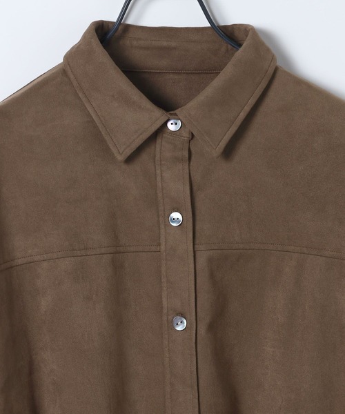 JEANASIS（ジーナシス）の「ソフトスエードシャツジャケット/602703（シャツ/ブラウス・レディース・ダークブラウン/ブラウン/ベージュ・FREE）」の8枚目の写真