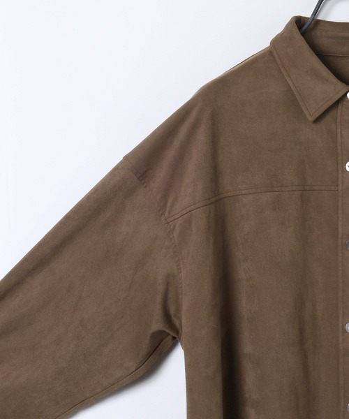 JEANASIS（ジーナシス）の「ソフトスエードシャツジャケット/602703（シャツ/ブラウス・レディース・ダークブラウン/ブラウン/ベージュ・FREE）」の9枚目の写真