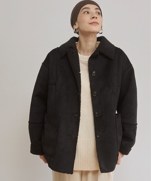 HIS MISS ムートンコート 黒 シープスキン ジュン 90sビンテージ HIS MISS ムートンコート 黒 シープスキン ジュン 90sビンテージ HIS