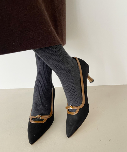 ルタロン　パンプス 6.5cmポインテッドフロントベルトパンプス（パンプス）｜LE