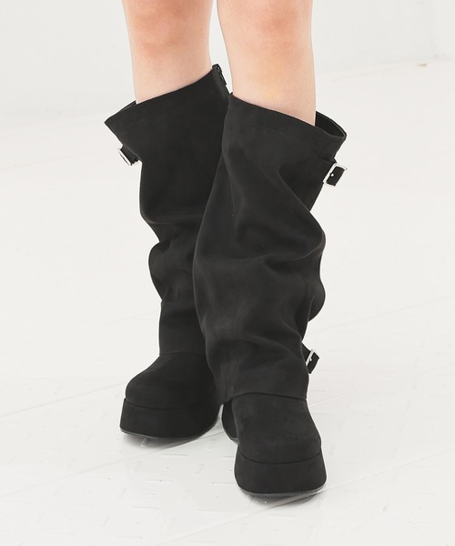 Honeys（ハニーズ）の「２ｗａｙカバーブーツ（ブーツ・レディース・ブラック/ダークブラウン・S/M/LL/L）」の11枚目の写真