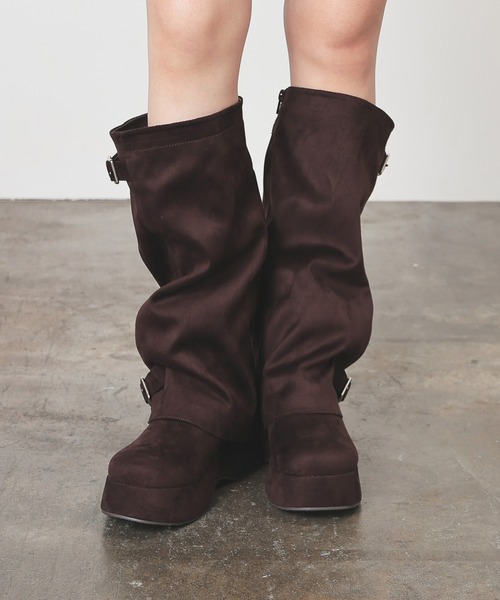 Honeys（ハニーズ）の「２ｗａｙカバーブーツ（ブーツ・レディース・ブラック/ダークブラウン・S/M/LL/L）」の21枚目の写真