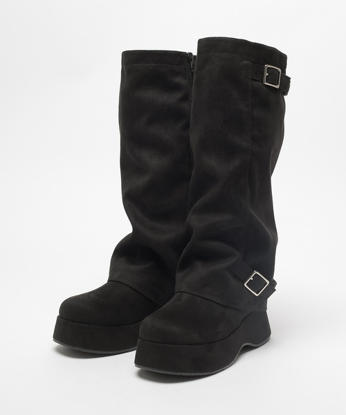 Honeys（ハニーズ）の「２ｗａｙカバーブーツ（ブーツ・レディース・ブラック/ダークブラウン・S/M/LL/L）」の3枚目の写真