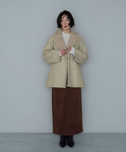 セール】＜EMMEL REFINES＞EM リバーシブル フェイクムートン コート