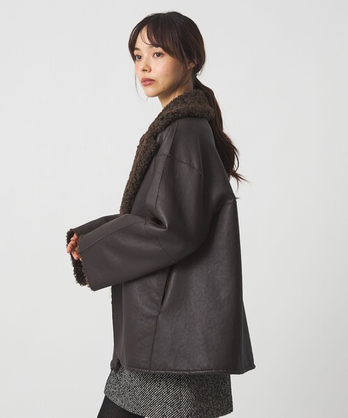 EMMEL REFINES＞EM リバーシブル フェイクムートン コート（ピーコート