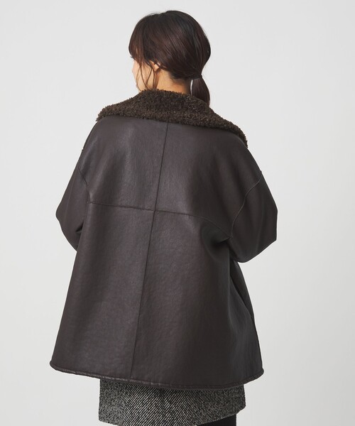 EMMEL REFINES（エメルリファインズ）の「＜EMMEL REFINES＞EM リバーシブル フェイクムートン コート（ピーコート・レディース・ダークブラウン/ベージュ・M/S）」の12枚目の写真