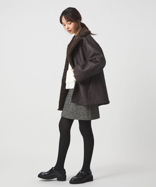 EMMEL REFINES（エメルリファインズ）の「＜EMMEL REFINES＞EM リバーシブル フェイクムートン コート（ピーコート・レディース・ダークブラウン/ベージュ・M/S）」の17枚目の写真